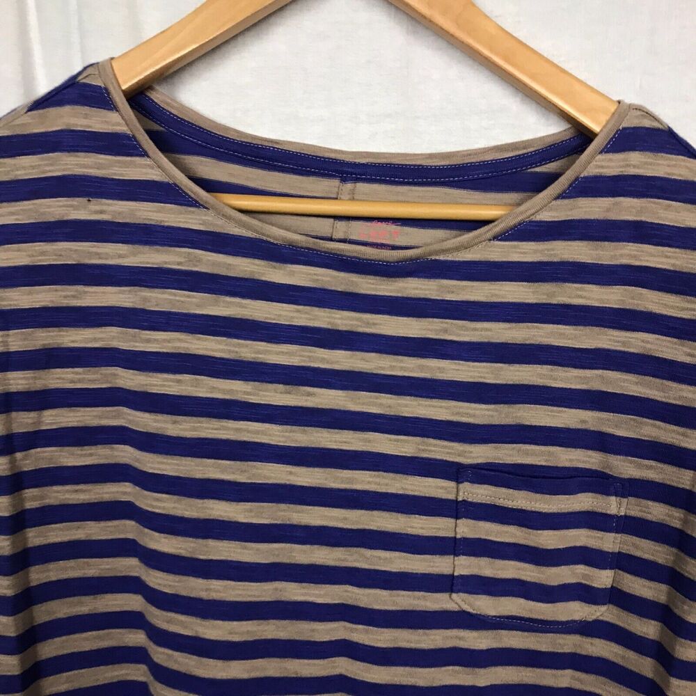Ann Taylor LOFT Women's Striped Cap Sleeve Tee Shirt Front Pocket Casual Size XS - Picture 2 of 5